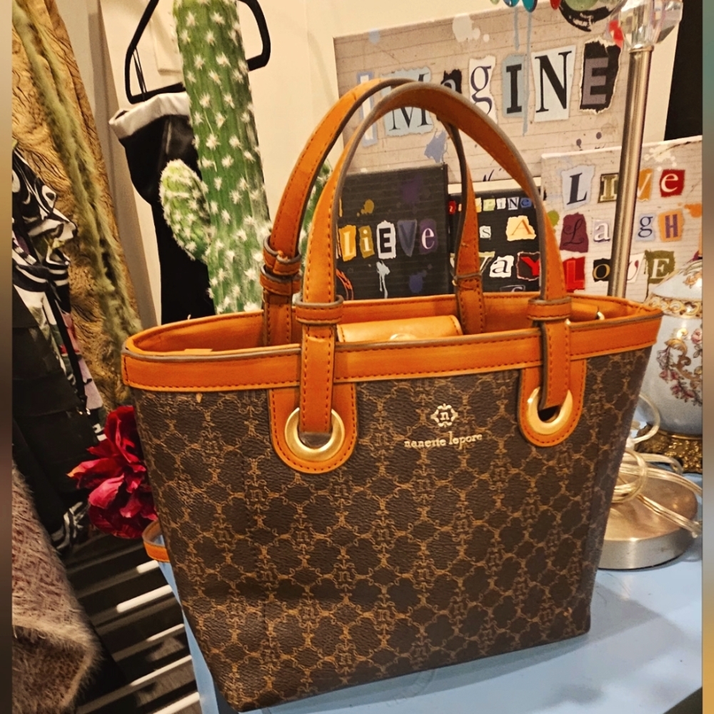 Nanette Lepore Brown and Tan Satchel/crossbody Bag with Structured Design
